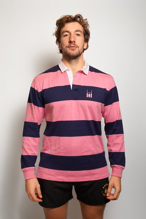 Rugby polo navy blue and pink