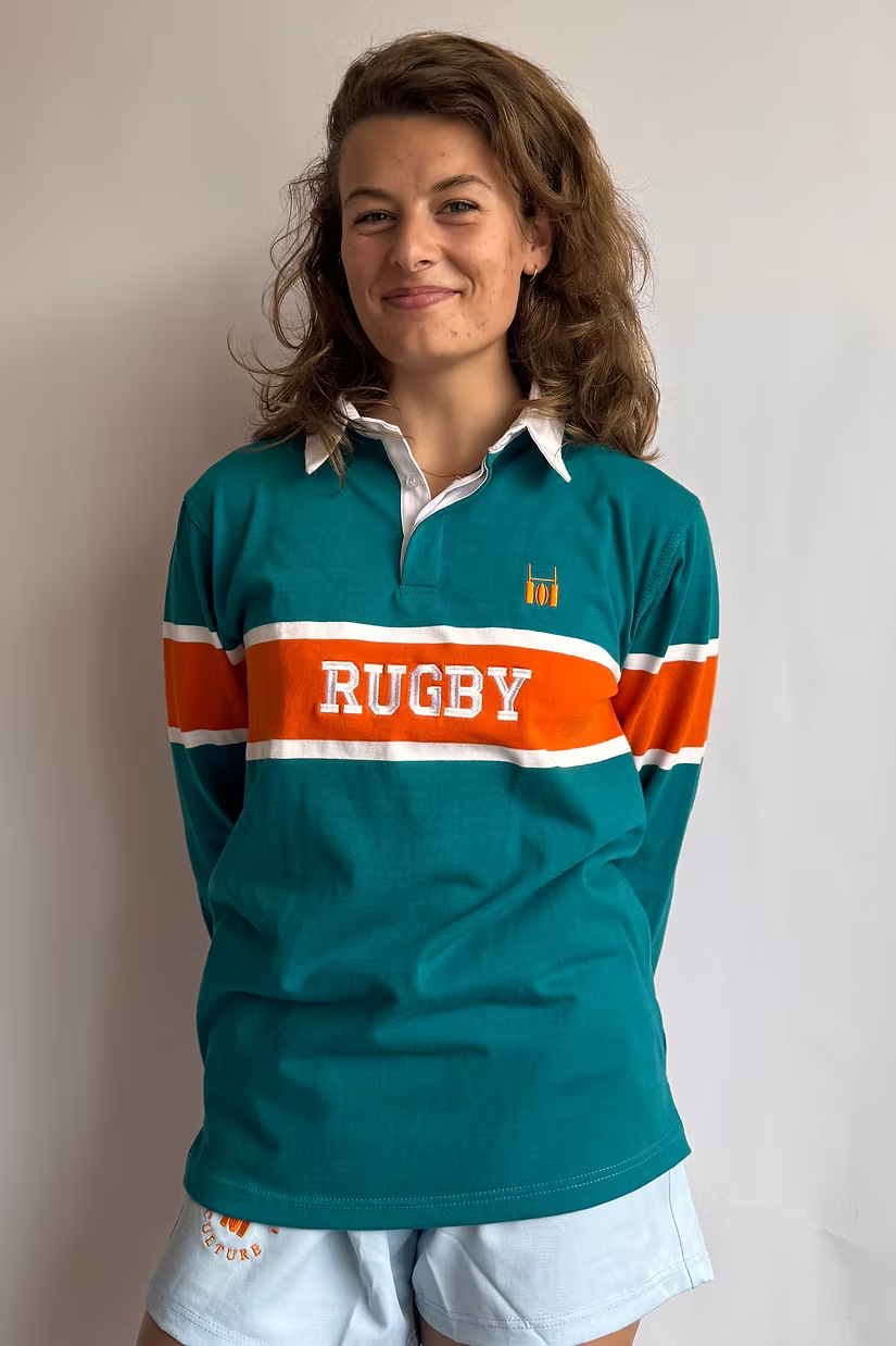Rugby polo teal orange