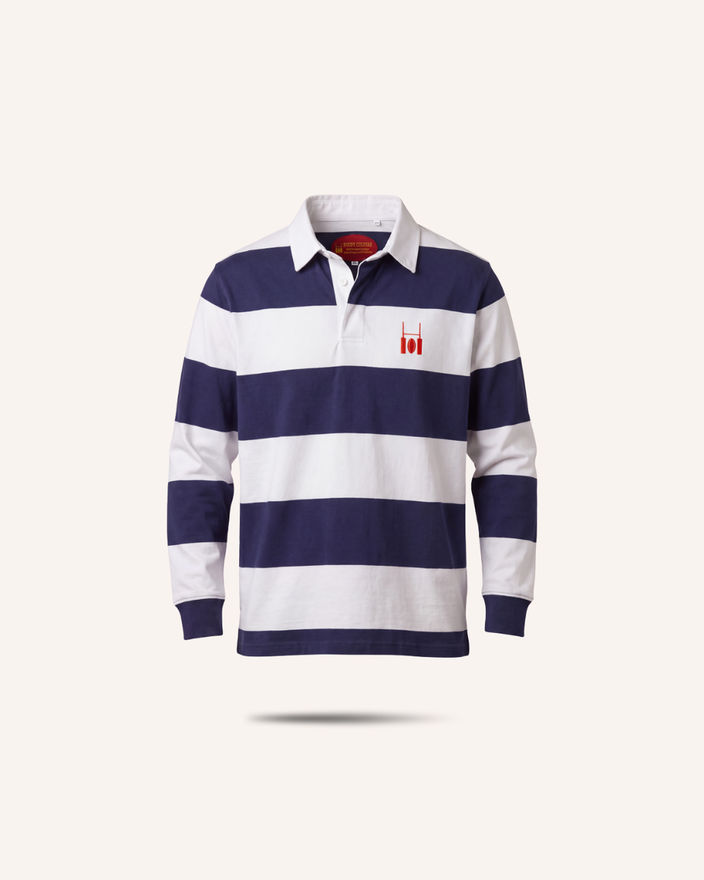 Rugby Culture Navy & White Rugby Polo, flat lay front view