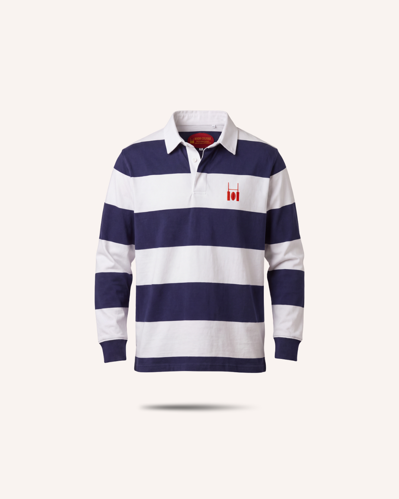 Navy Blue & White Rugby Polo