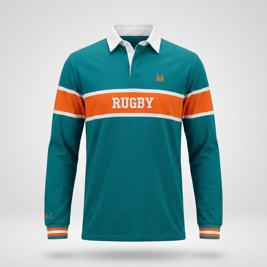Rugby polo teal orange