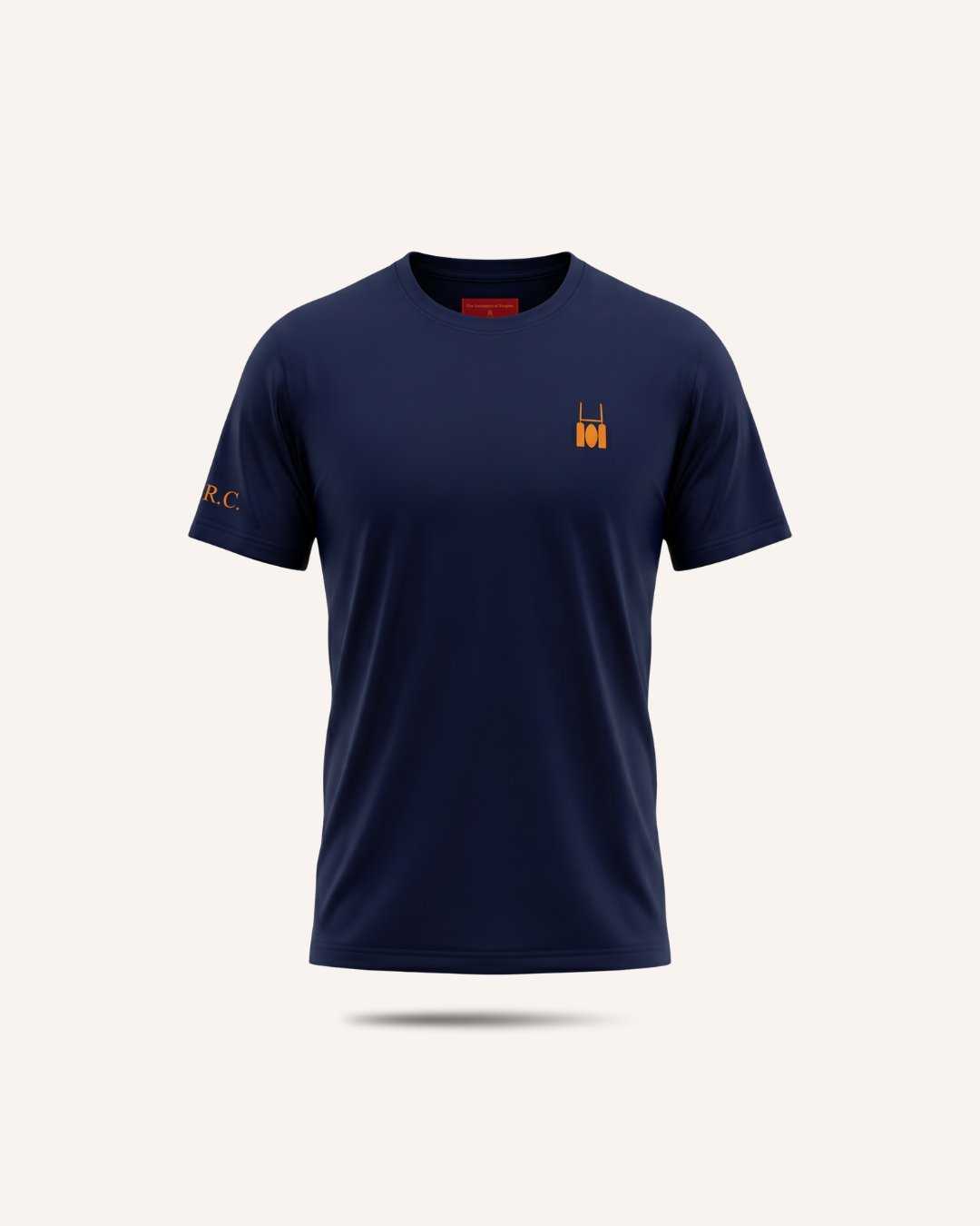 Rugby Culture Navy Blue Basic Logo T-Shirt with small embroidered crest, flat lay front view