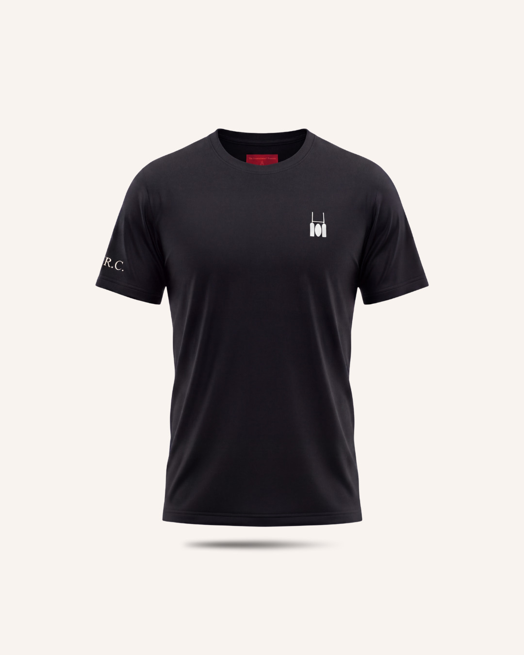 Rugby Culture Black Basic Logo T-Shirt with small embroidered crest, flat lay front view