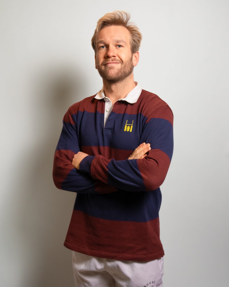 Navy Blue & Maroon Rugby Polo
