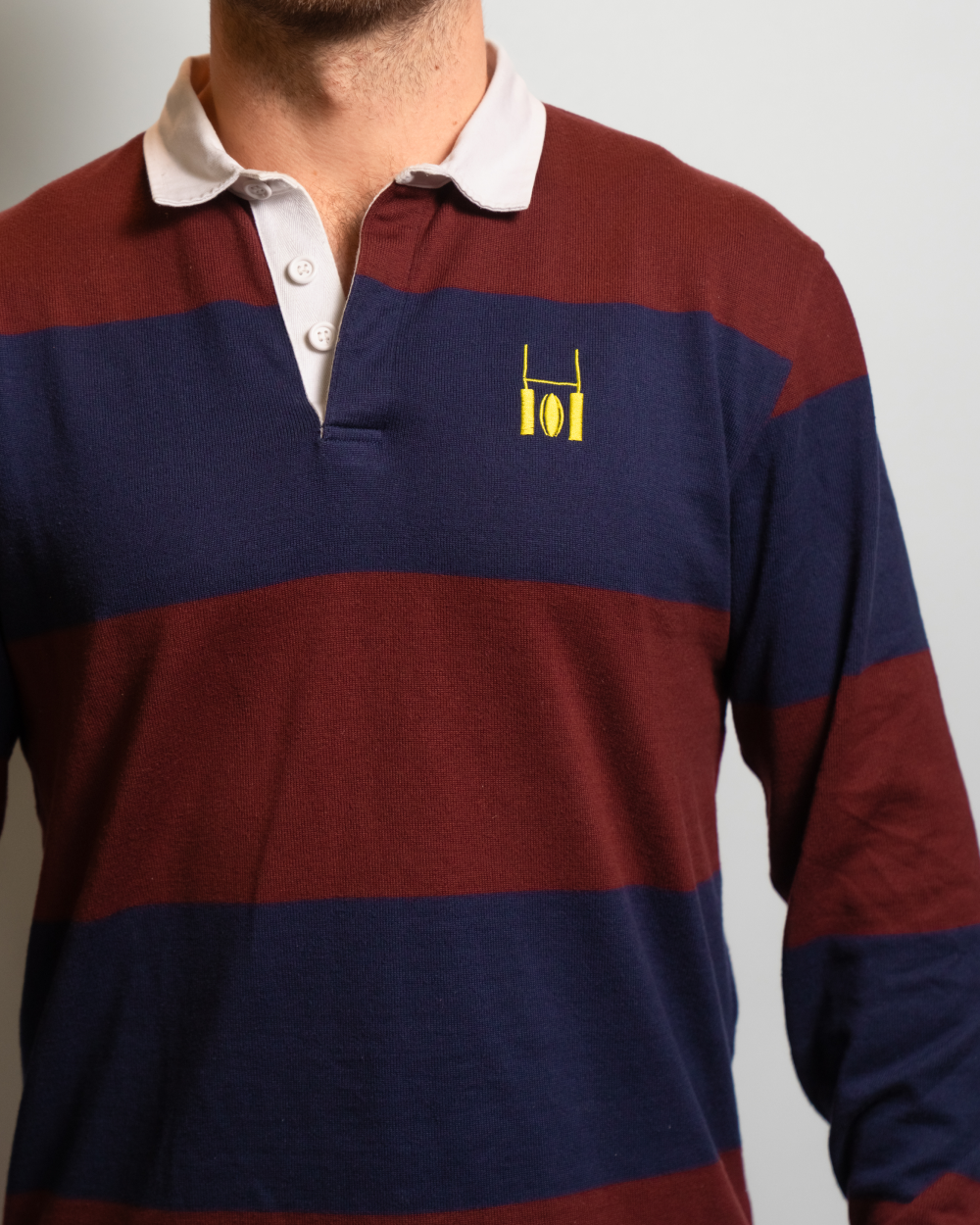Navy Blue & Maroon Rugby Polo