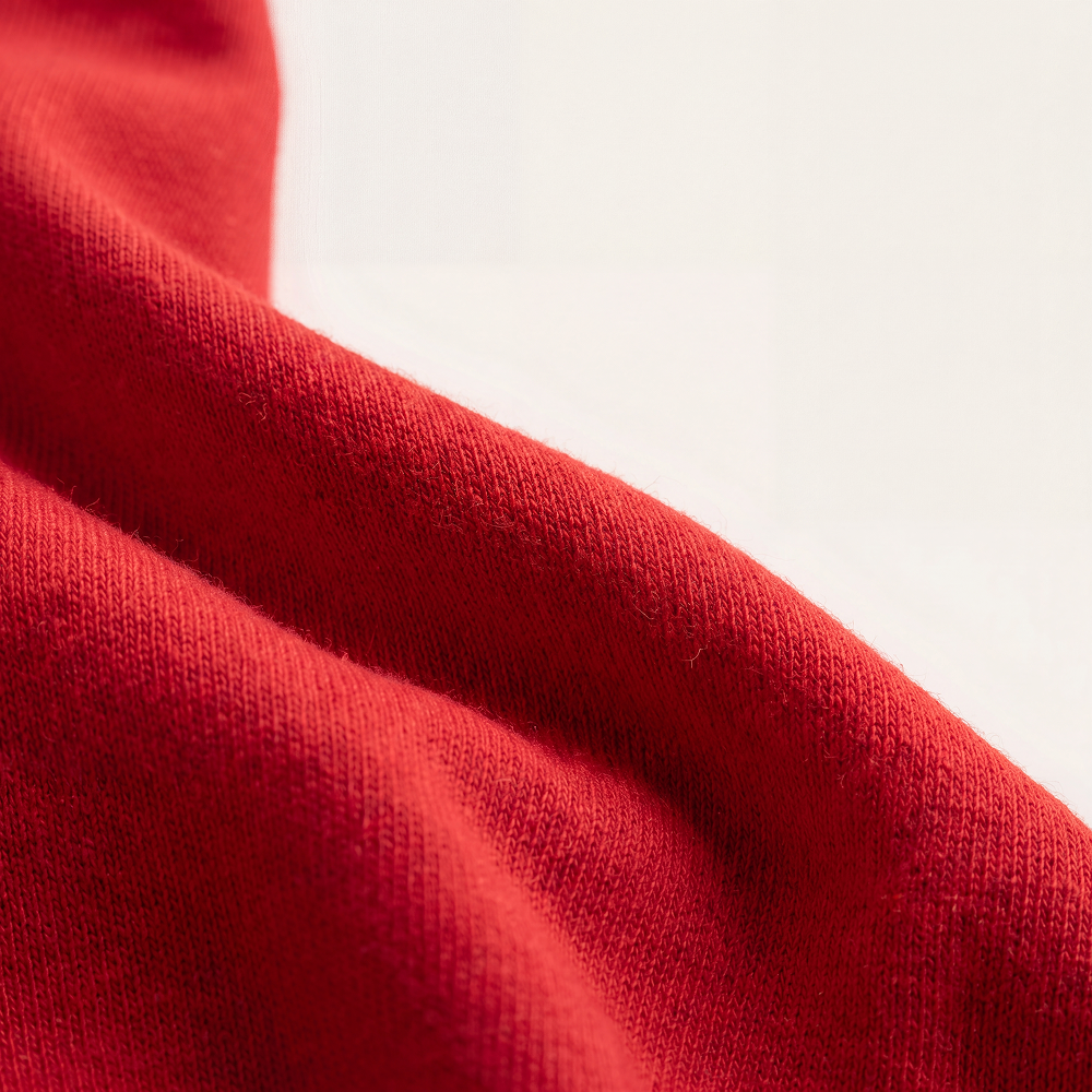Close-up of the heavyweight red cotton of the Rugby Culture Wales Rugby Polo