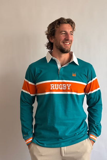 Rugby polo teal orange