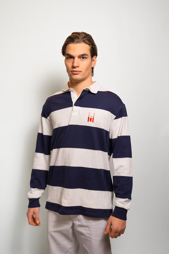 Rugby polo navy blue and white