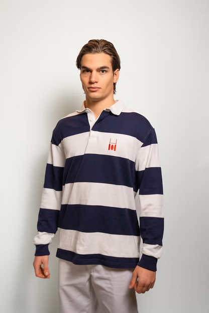Rugby polo navy blue and white