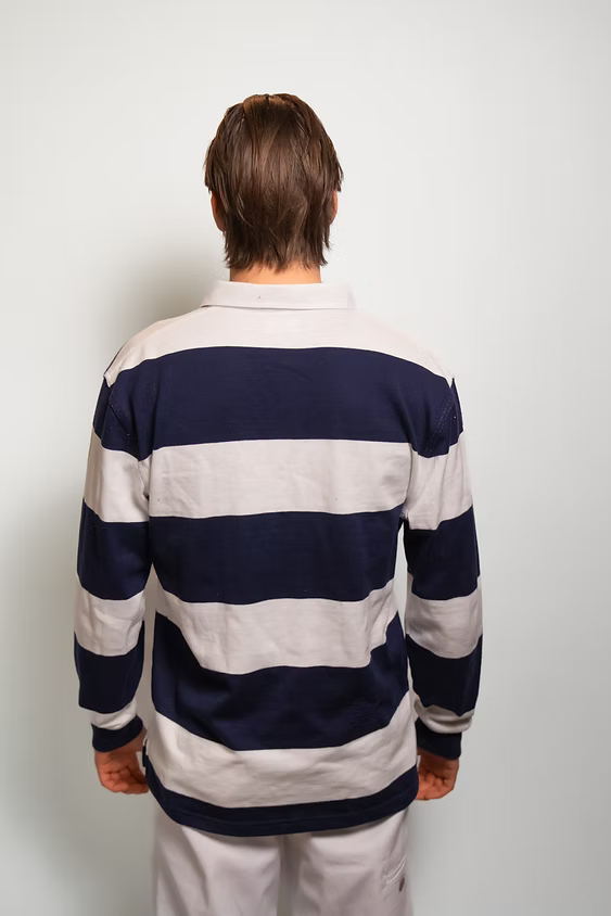 Rugby polo navy blue and white