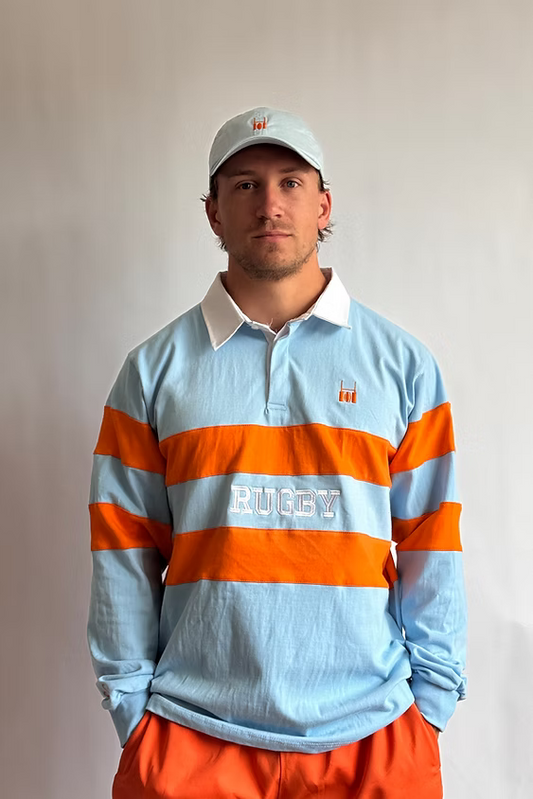 Rugby polo sky blue orange