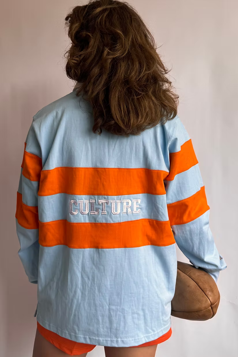 Rugby polo sky blue orange