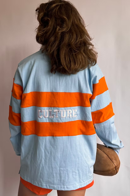 Rugby polo sky blue orange