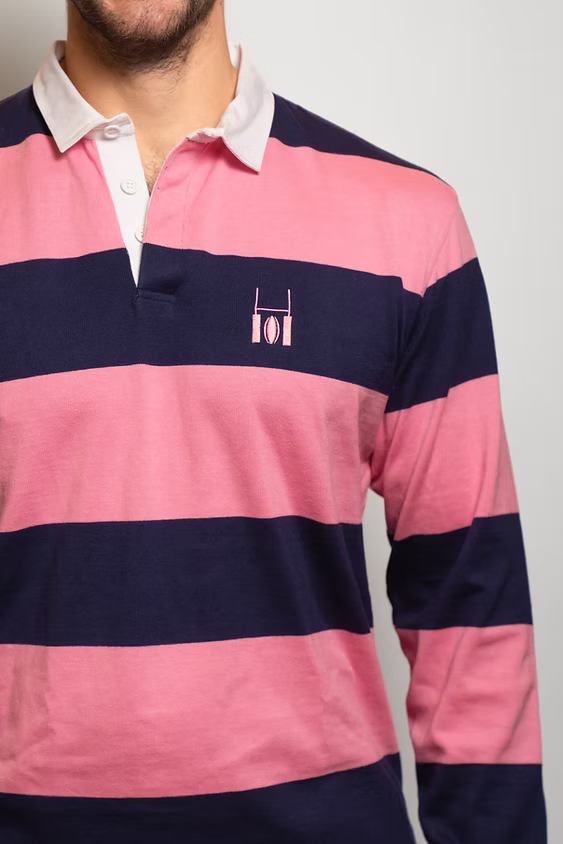 Rugby polo navy blue and pink