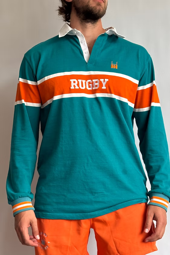Rugby polo teal orange