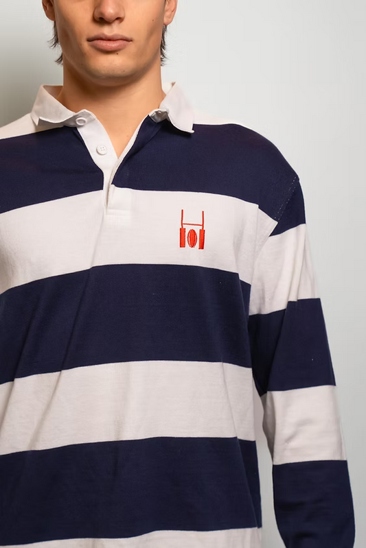 Rugby polo navy blue and white