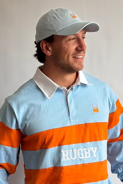Rugby polo sky blue orange