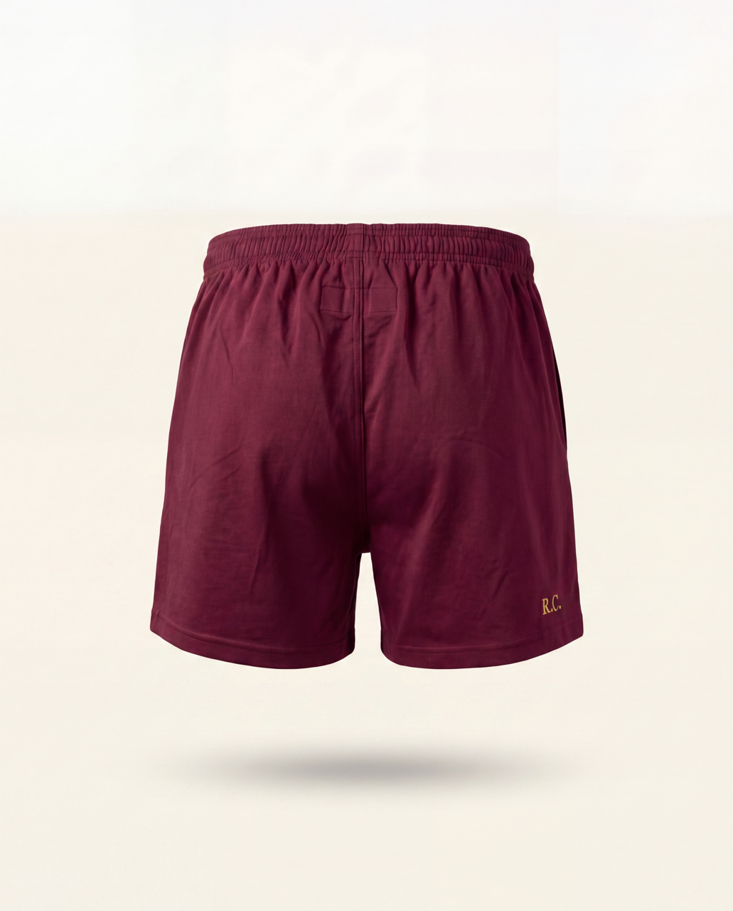 Rugby Culture Maroon Scrum Shorts, flat lay back view